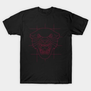 Panther head face drawing in pink purple violet T-Shirt